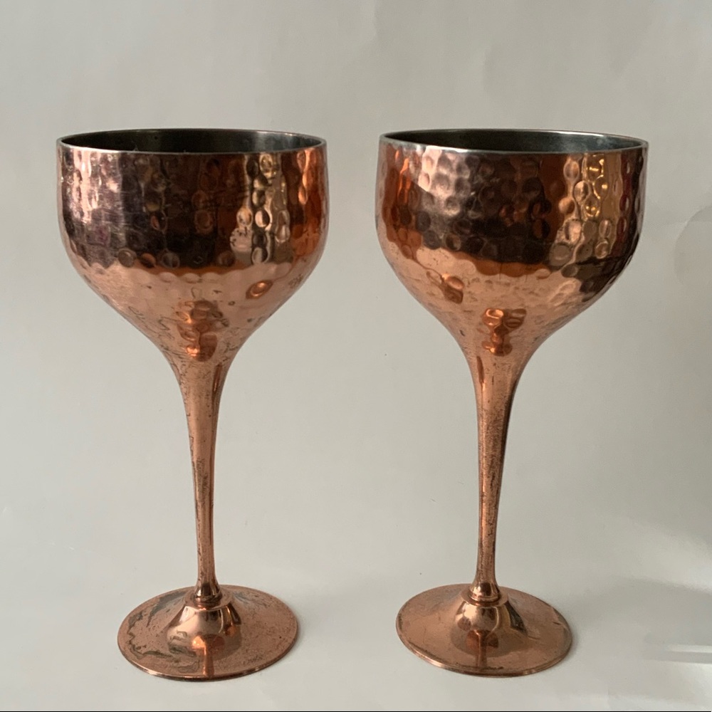 Hammered long stem cups